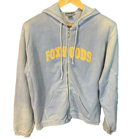 Foxwoods Light Blue Hoodie Size L Cotton Polyester Blend Front Zipper Pockets - Picture 1 of 10